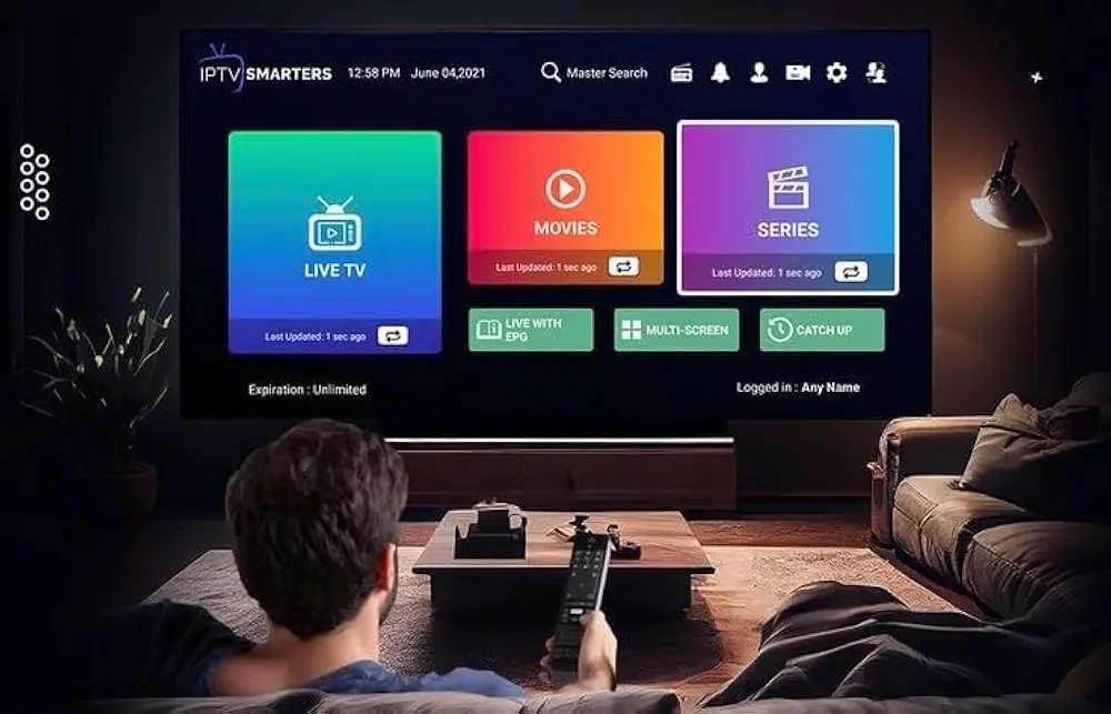 IPTV Fire Stick branché sur la télévision du salon